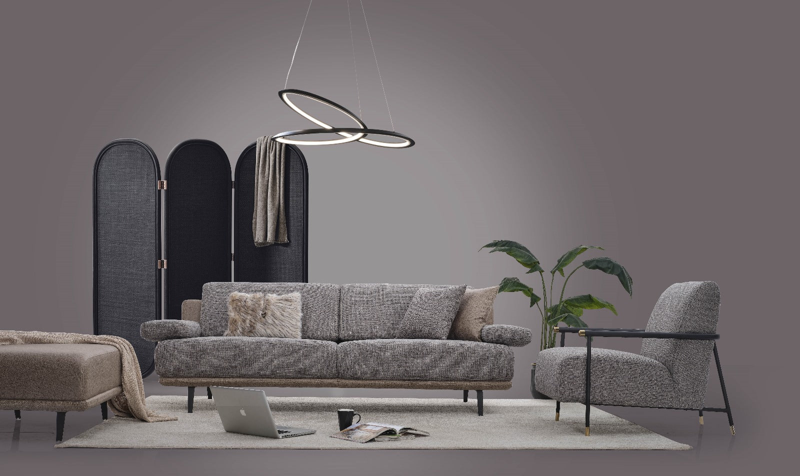 Venedik Polstergarnitur 2-er + Sessel + Hocker