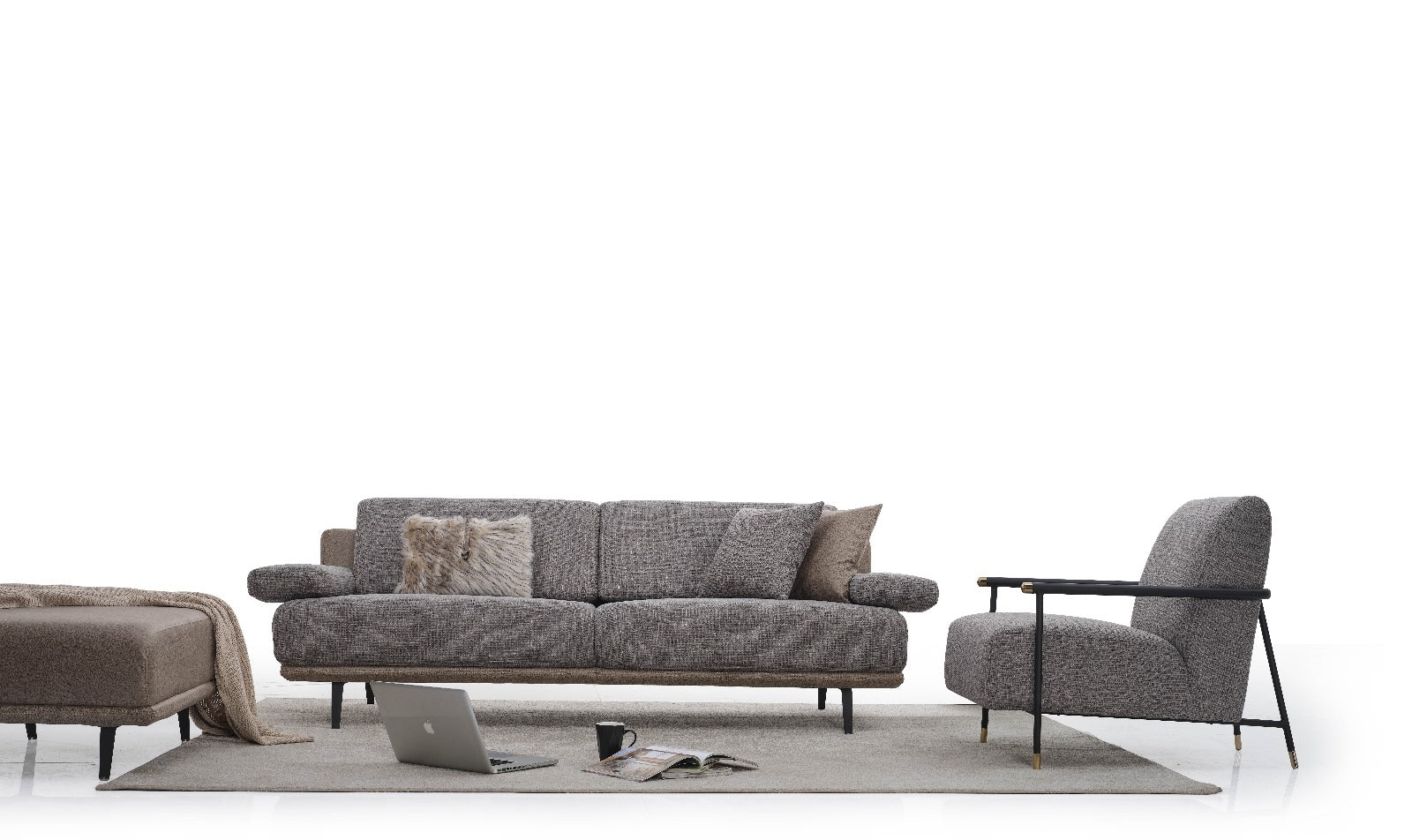 Venedik Polstergarnitur 2-er + Sessel + Hocker